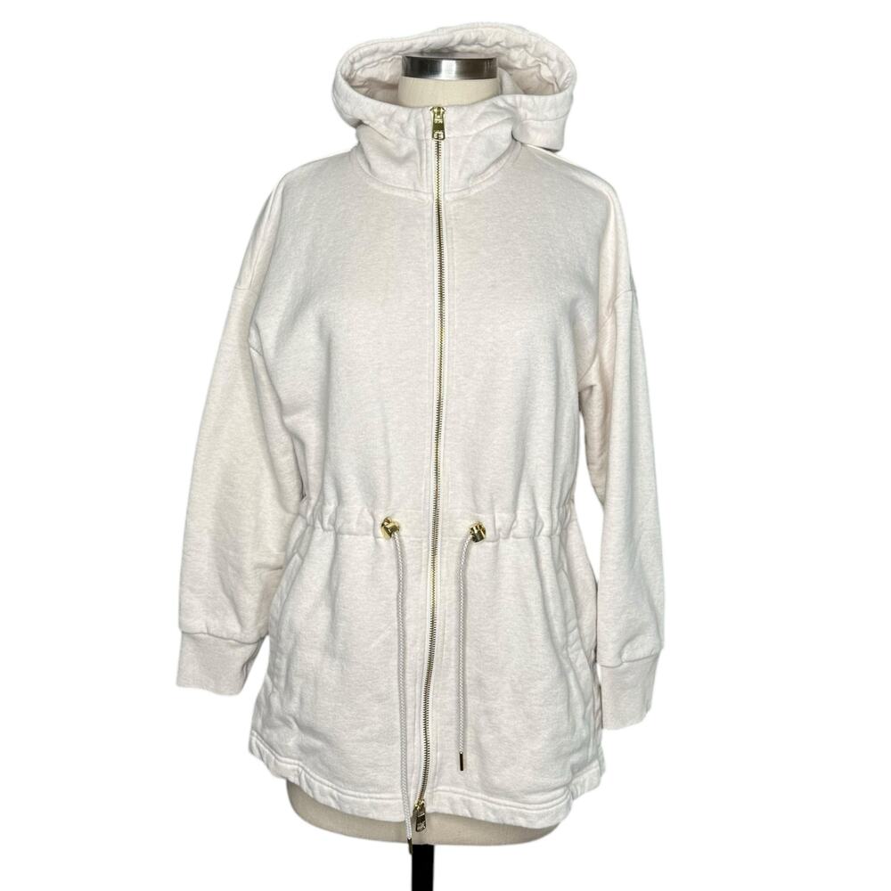 Varley Cream Full-Zip Hooded Drawstring Jacket